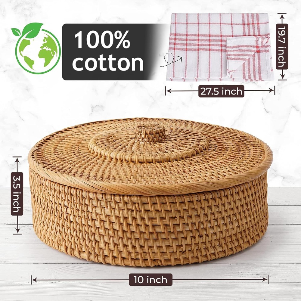 Rattan Tortilla Warmer Basket  - مراجعة Tortilla Warmer Cloth وسعره