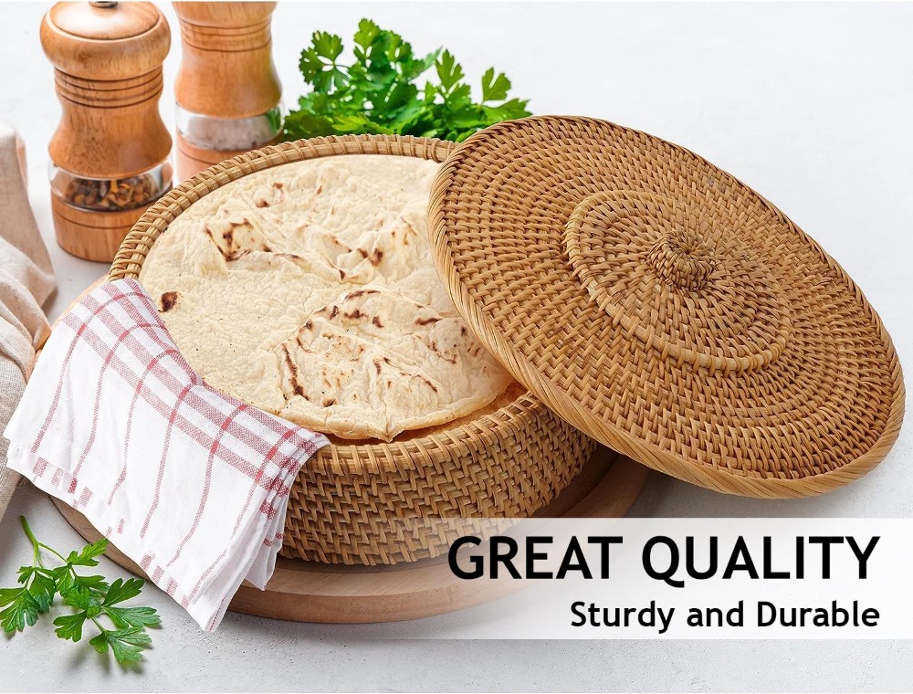 Rattan Tortilla Warmer Basket  - مراجعة Tortilla Warmer Cloth وسعره