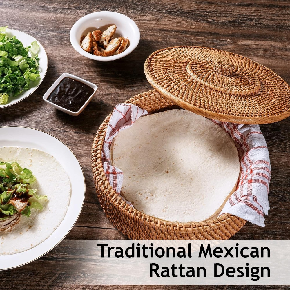 Rattan Tortilla Warmer Basket  - مراجعة Tortilla Warmer Cloth وسعره